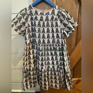 Crewcuts Festive Tree Pattern Dress - Green and White